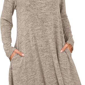 Women Plus Size Sweater Dress Long Sleeve Pockets Casual Fall Winter Tunic